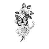 Tatouage ephemere papillon, rose et tournesol - Skindesigned